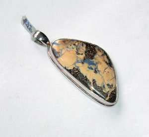 Opal Pendant - Brown Blue Gold Boulder